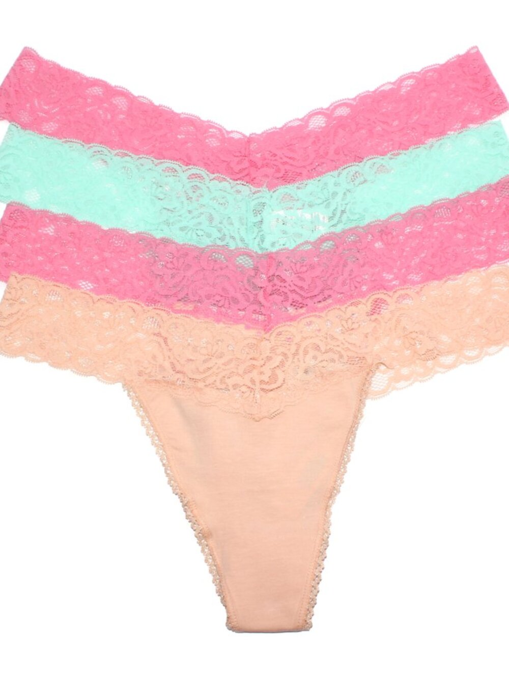 International Intimates Women's 4-pk Perfect Lace Medium Thong Panty Bundle